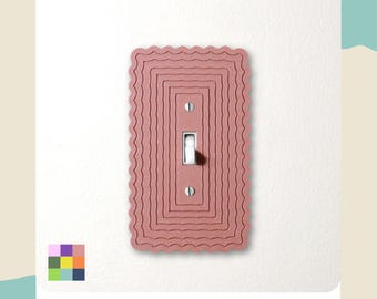 Ripple Line Light Switch Cover Plate, Wavy Modern Switch Plate, Renter Friendly Wall Decor