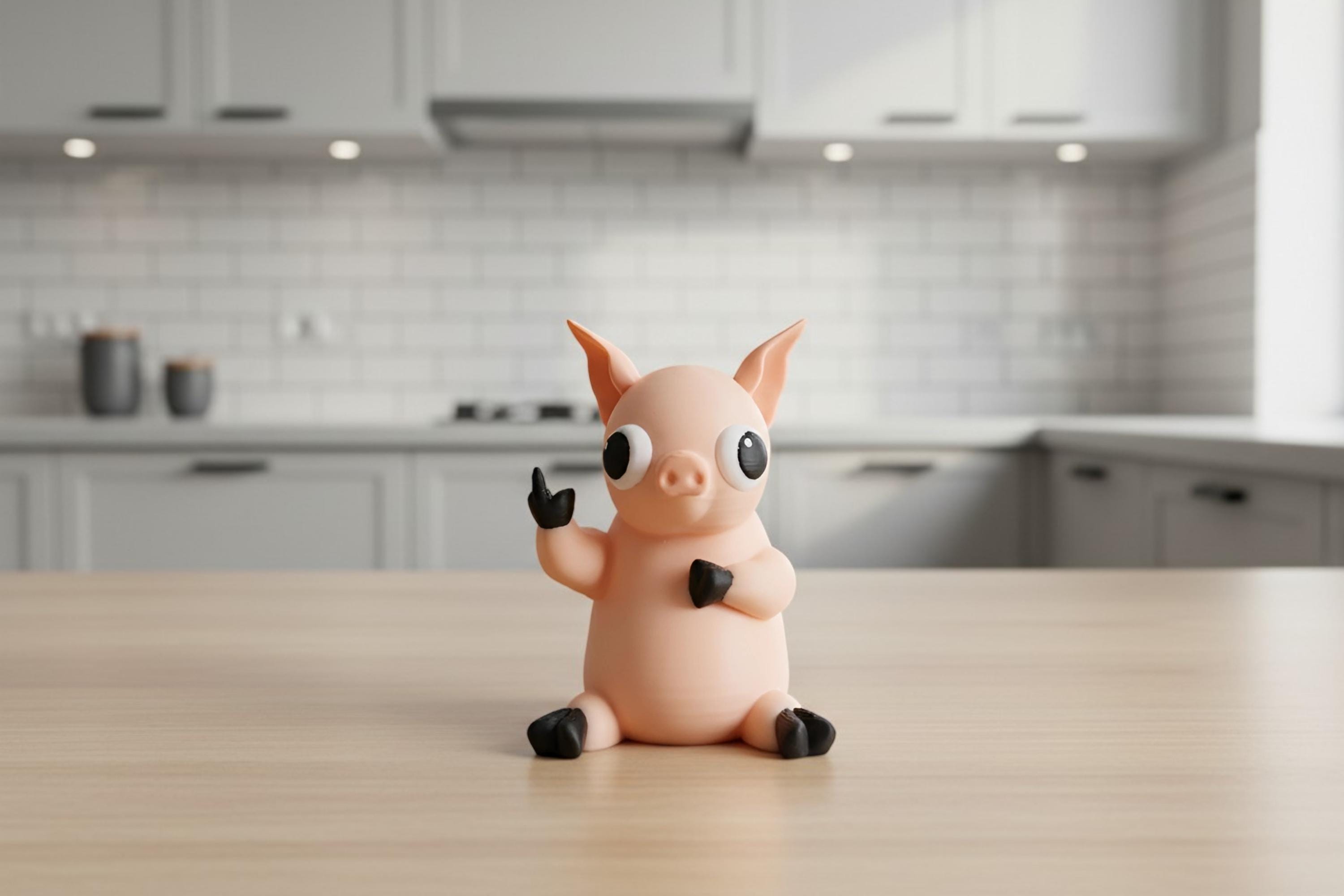 Pig Middle Finger Figurine, Funny Pig Gift, Rude Farm Animal Desk Decor ...