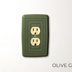 Sleek Mid-Century Inspired Toggle Plug Outlet Cover with Vintage Pattern, Duplex Power Outlet