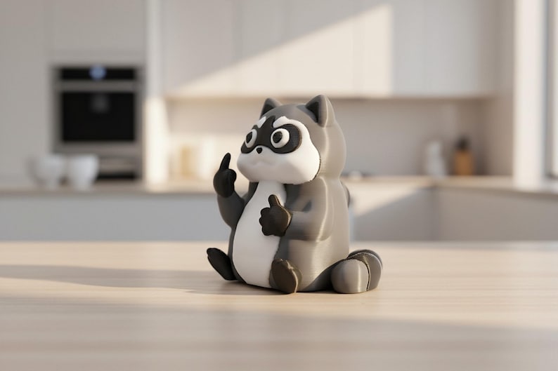 Raccoon Middle Finger Figurine – Funny 3D Printed Raccoon Gift – Rude ...