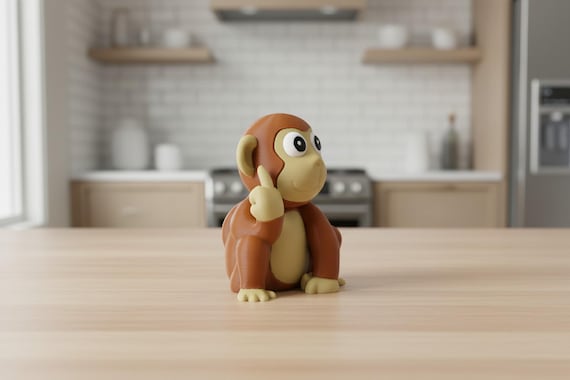 Monkey Middle Finger Figurine, Funny Monkey Gift, Rude Desk Decor