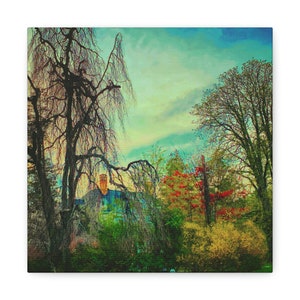 6x6 & 10x10 Rye, NY, Spring foliage, bathroom decor, Canvas Gallery Wraps