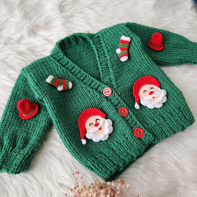 Babyhug Knitted Full Sleeves Sweater Set Christmas Theme Design - Navy Blue main image 0