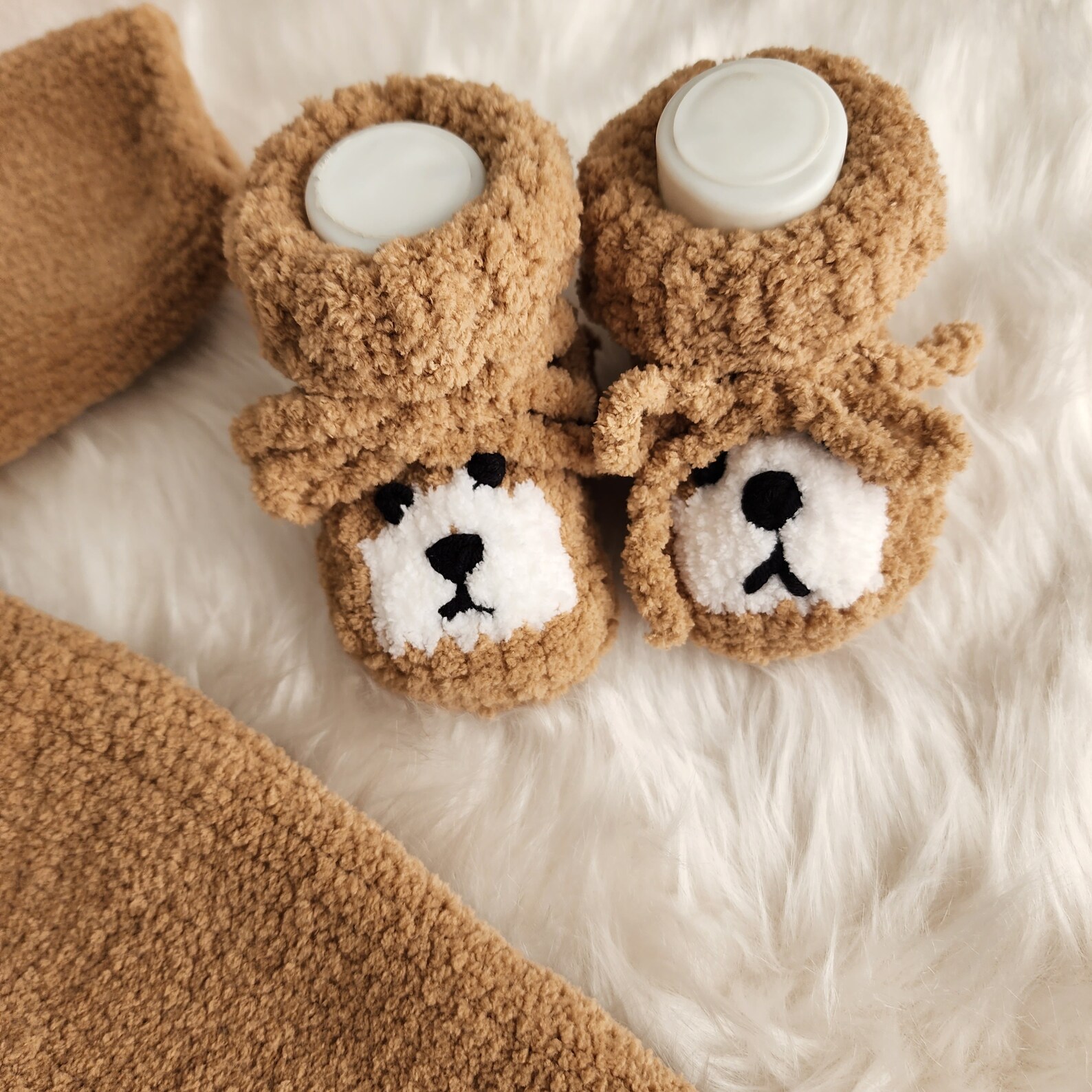 Beige Bear Design Winter Baby Romper