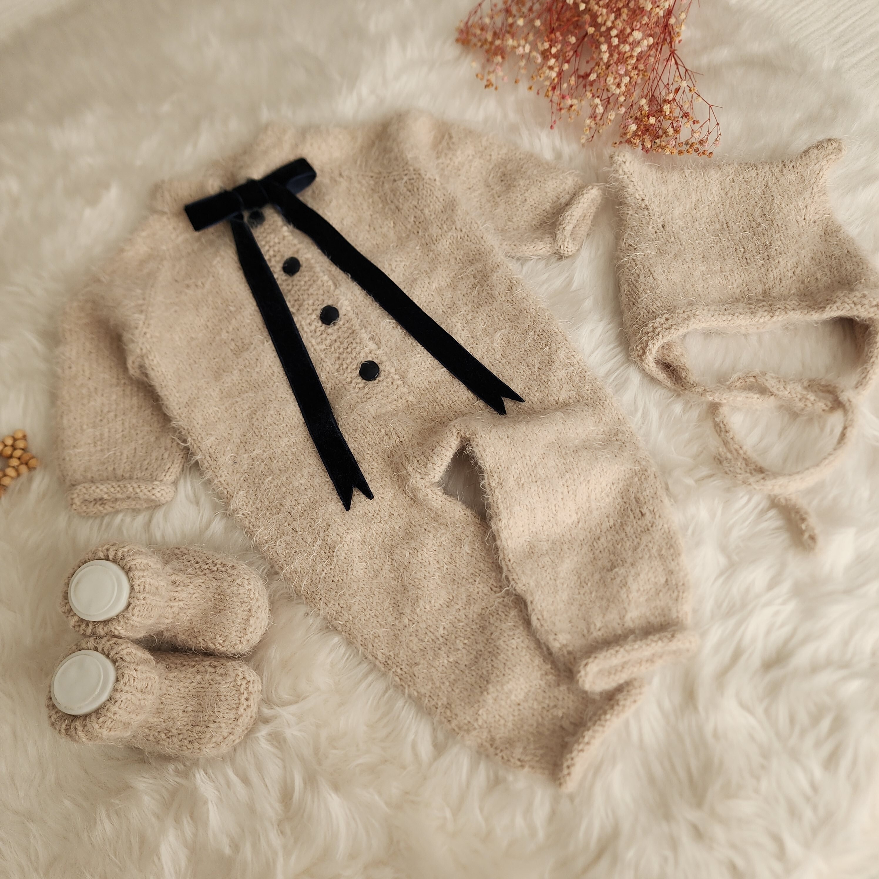 Baby Home Coming Outfit, Baby Romper Set, Newborn Baby Graduation Dress, Knitted Baby Clothes