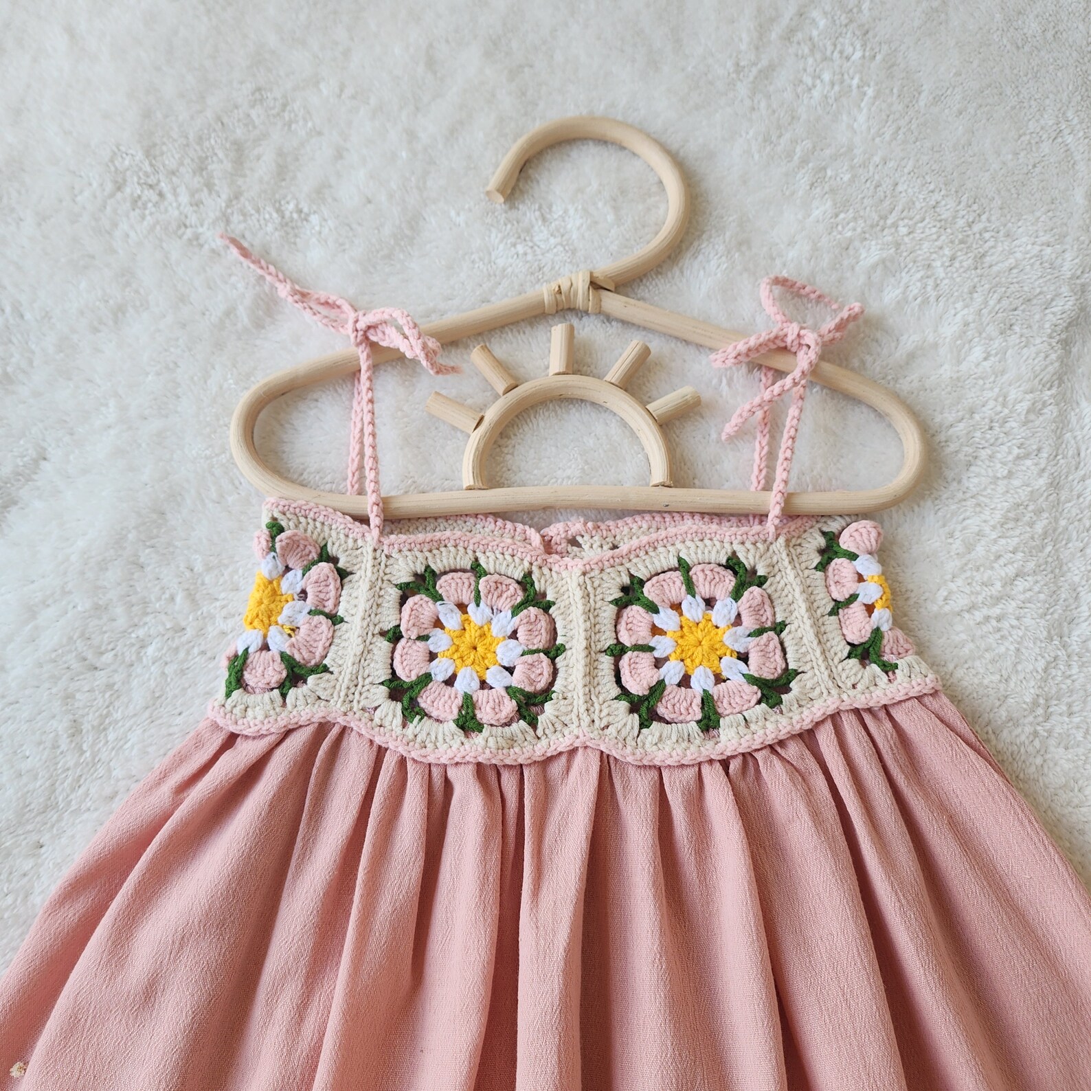 Baby Embroidered Flower Earthy Color Dress