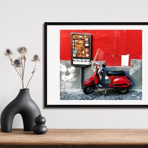 Red Vespa in Naple Italy Print Wall Art Digital Download, Red Poster Italian 5x7, 8x10, 11x14, 16x20, 18x24