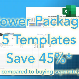Project Power Package | 5 Templates | Microsoft Office | Excel | Project Summary | Project Progress