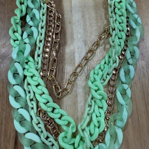 Mint Green Chunky Bag Chain | 18-19” Multi-Strand Purse Chain | Gold Chain Detail | Bold Acrylic Trendy Chain