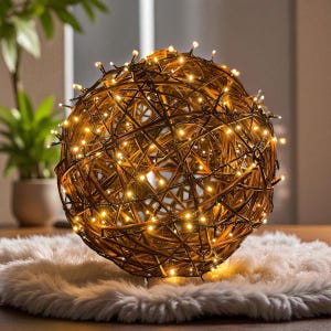 Weidenkugel beleuchtet D: 40cm klassisch weiß (bernsteinfarben)