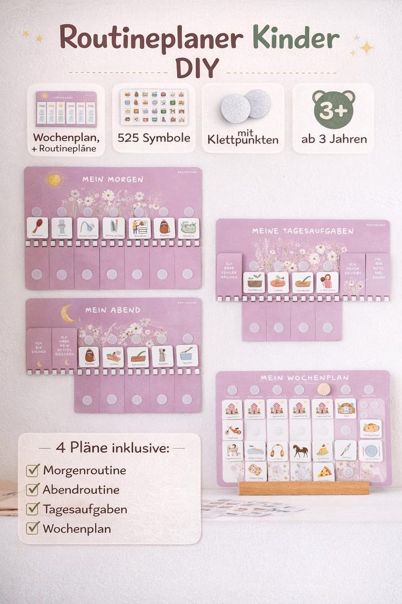 DIY Routine Planner for Kids With Velcro Dots | Morning Routine ...