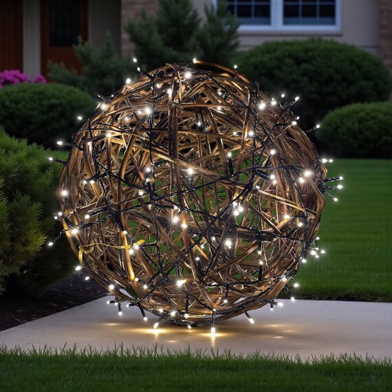 Weidenkugel beleuchtet D: 40cm klassisch weiß (bernsteinfarben)