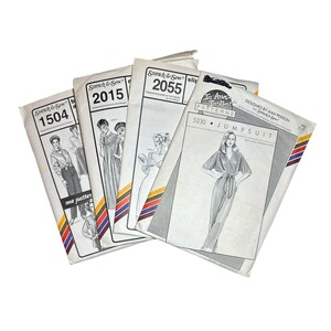 Vintage 80s x 4 Stretch & Sew Uncut Patterns Jumpsuit Dress Slips Nightgown/Robe