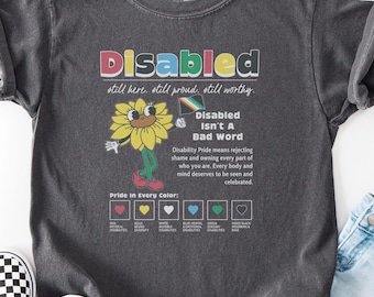 Youth Disability Pride Flag Shirt Kids Disability Rights Tshirt Disabled Proud Worthy Sunflower Hidden Disability T-Shirt For Child Sized
