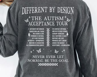 自閉症受容ツアー 長袖コンフォートカラーシャツ | 自閉症啓発バンドTシャツ | 自閉症プライドTシャツ | 神経多様性シャツ