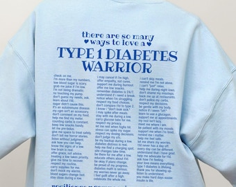 Ways To Love A Type 1 Diabetes Warrior Sweatshirt Cute Diaversary Gift T1D Awareness Support Shirt Type One Diabetic Blue Diabetes Merch