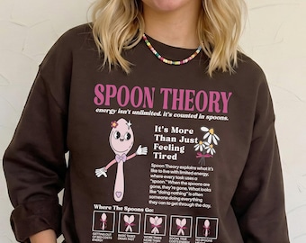 Sweatshirt lepeltheorie, cadeau Spoonie, shirt chronische ziekte, bewustzijn onzichtbare ziekte, chronische vermoeidheid, fibromyalgie lupus EDS POTS