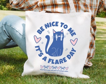 Bolsa de lona "Be Nice To Me" (Día de la Agujeta) Bolsa de lona para personas con enfermedades crónicas (Síndrome de Ehlers-Danlos, POTS) Bolsa para personas con dolor crónico