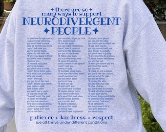 Ways To Support Neurodivergent People Sweatshirt | World Needs Minds Of All Kinds Neurodiversity Sweater, Autism Acceptance, Neurospicy ADHD