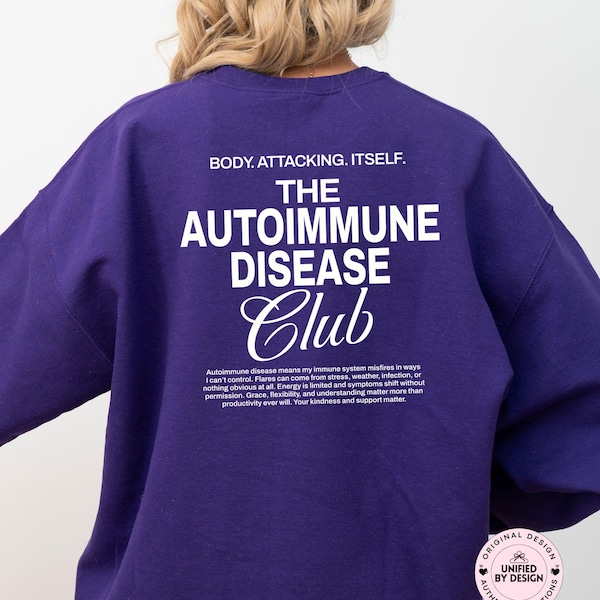 Autoimmune Disease Club Sweatshirt | Autoimmune Awareness Month Shirt | Purple Autoimmune Merch