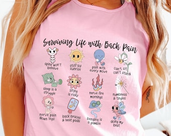 Overleven met rugpijn Tanktop - shirt chronische rugpijn, T-shirt wervelkolomziekte, scoliose, spinale fusie, cadeau rugoperatie