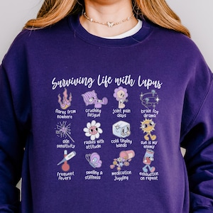 Surviving Life with Lupus Sweatshirt - Lupus Awareness Month, Purple Lupus Warrior Shirt, Autoimmune Disease Sweater, Chronic Illness Gift