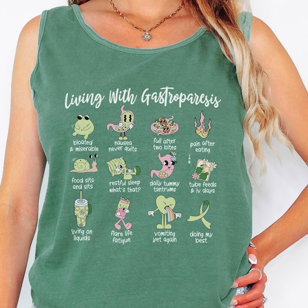 Living Life With Gastroparesis Tank Top - Gastroparesis Awareness Shirt, GP Delayed Gastric Emptying, My Tummy Hurts Tee, Gastroparesis Gift