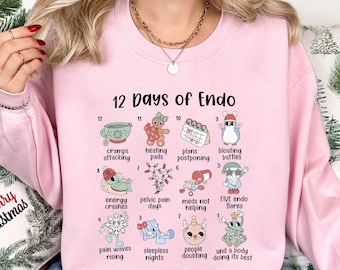 12 Days Of Endometriosis Christmas Sweatshirt 1 in 10 Endo Strong Holiday Sweater Xmas Gift For Girlfriend Festive Awareness Crewneck