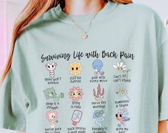Overleven met rugpijn Shirt - T-shirt chronische rugpijn, T-shirt wervelkolomziekte, scoliose, spinale fusie, cadeau rugoperatie