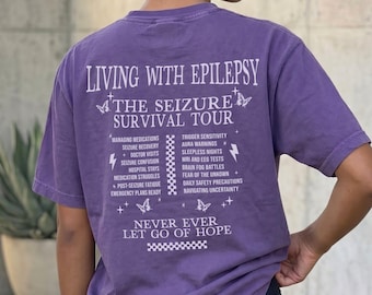 Epilepsy Awareness Shirt Seizure Survival Tour Band Aesthetic Tshirt Gift For Epileptic Tee Seizure Disorder Purple Ribbon Spoonie Clothing