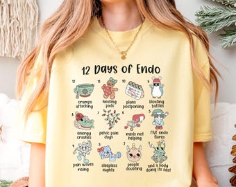 Endometriosis Christmas Shirt, 12 Days of Endometriosis Long Sleeve Tshirt, Hysterectomy Gift, Endo Awareness Holiday Tee, Chronic Illness
