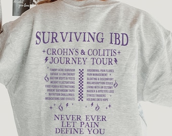 Inflamed And Unstoppable Crohns Colitis Journey Tour Sweatshirt IBD Awareness Crewneck Stomach Pain Sweater GI Tract Invisible Illness Gift