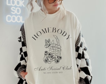 Anti Social Club Shirt Homebody Shirt Skeleton Hand Introvert Shirt Chronic Illness Homebody Club Anti Social Moms Club Emo Shirt Ew People