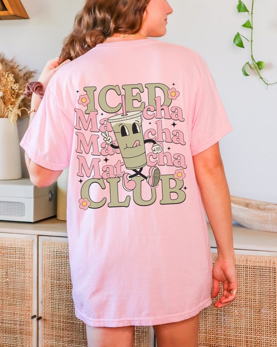 Preppy Iced Matcha Club Y2K Shirt Matcha Lover Gift For Matcha Tea Drinker Green Tea TShirt Iced Matcha T Shirt Summer Aesthetic Kawaii Tee