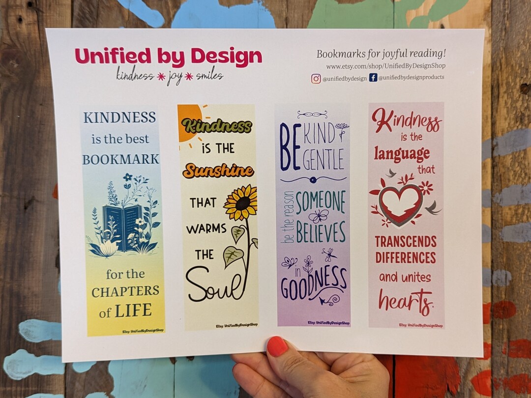 Kindness Bookmark Be Kind Printable Bookmark Positive Phrases - Etsy