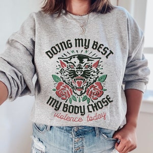 Goth Angry Cat Chronic Illness Sweater Flare Day Sweatshirt Chronic Pain Spoonie Dysautonomia POTS Syndrome EDS Ehlers Danlos Rare Disease