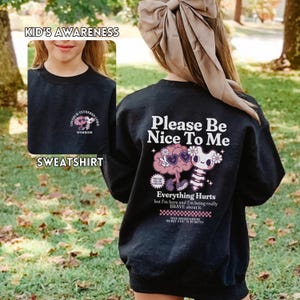 Please Be Nice Chiari Malformation And Tethered Spinal Cord Syndrome Youth Sweatshirt Brain and Spinal Cord Disorder Awareness Shirt For Kid