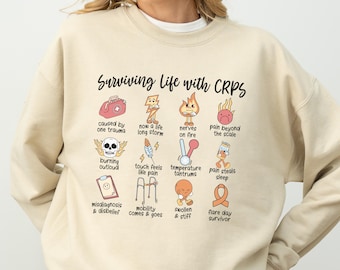 CRPS Bewusstsein Sweatshirt - Surviving Life With CRPS Frauen Shirt, komplexes regionales Schmerzsyndrom, CRPS Kriegerin, Chronische Schmerzen, Flare Up