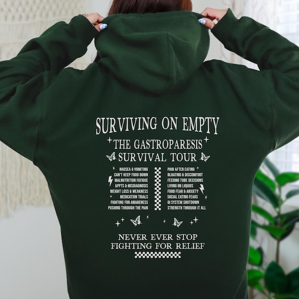 Surviving On Empty Gastroparesis Survival Tour Hoodie Gastroparesis Awareness Shirt Motility GI Disorder Rare Disease Chronic Illness Gift
