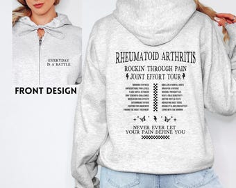 Rheumatoid Arthritis Tour Full Zip Up Hoodie Rheumatoid Arthritis Awareness Jacket Autoimmune Rheumatoid Disease Chronic Joint Pain Hoodie