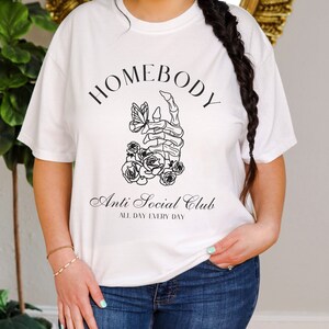 Anti Social Club Shirt Homebody Shirt Skeleton Hand Introvert Shirt Chronic Illness Homebody Club Anti Social Moms Club Emo Shirt Ew People White