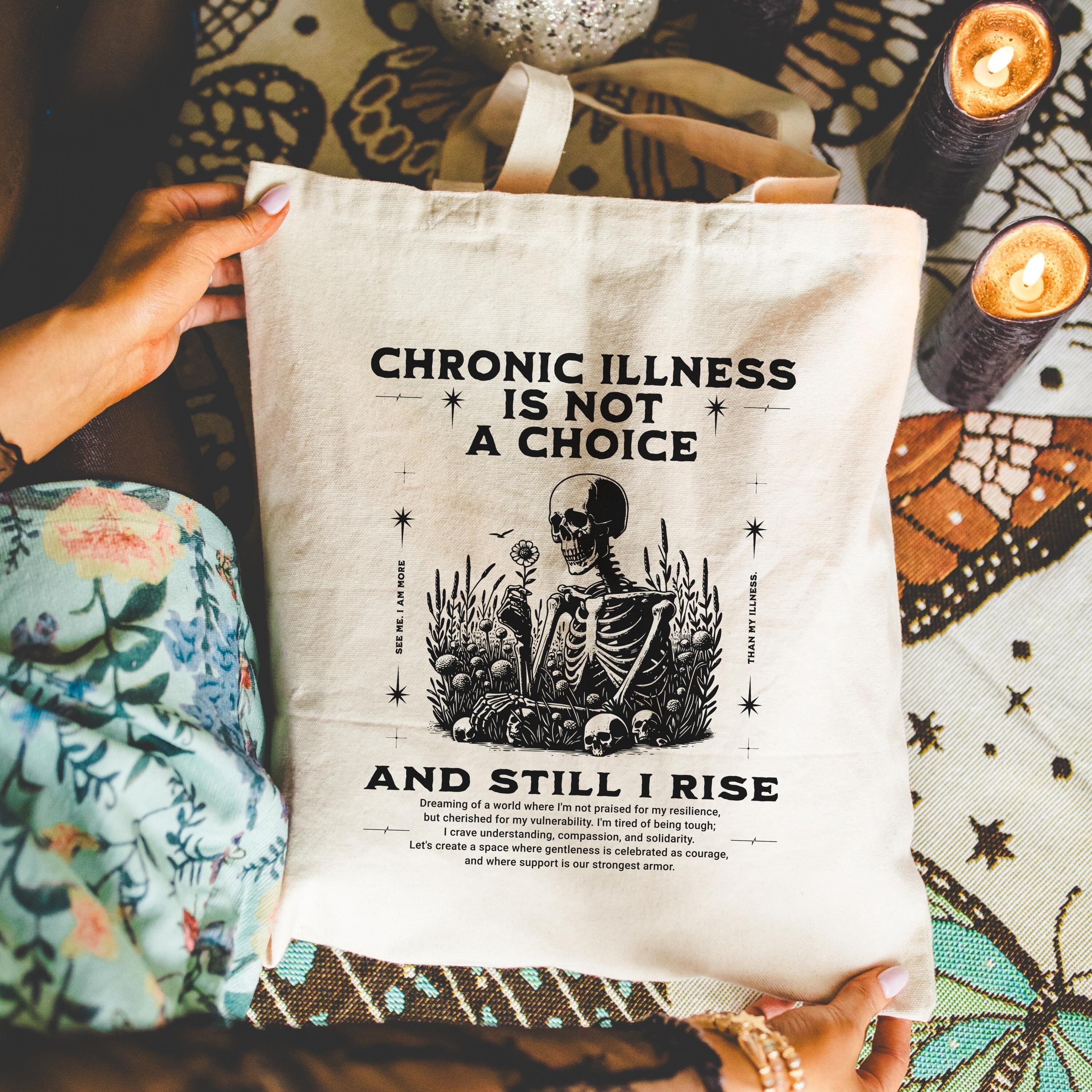 Chronic Illness Is Not A Choice Canvas Tote Bag CFS Chronic Pain Gift For Spoonie Ehlers Danlos Syndrome POTS Awareness CRPS Fibromyalgia