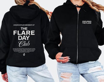 Flare Day Club Zip up Hoodie Chronic Illness Awareness Zipper