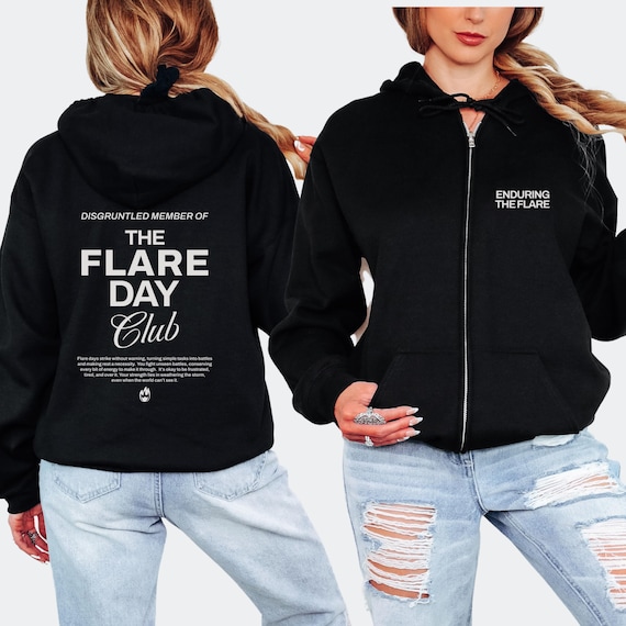 Flare Day Club Zip up Hoodie Chronic Illness Awareness Zipper