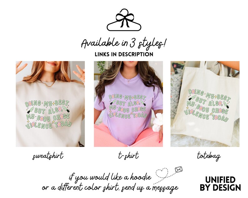 My Body Chose Violence Canvas Tote Bag Doing My Best Flare Day Totebag Spoonie Canvas Bag Chronic Illness Preppy Tote Bag Chronic Pain EDS image 4