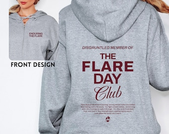 Flare Day Club Zip Up Hoodie Chronic Illness Awareness Zipper Hoodie Spoonie Hooded Sweatshirt Gifts For Chronically Ill Invisible Illness