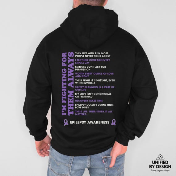 Sweat à Capuche Unisex Epilepsy Awareness - Couleur Pourpre, Message De Soutien, Tailles Adultes/jeunes, Neuf