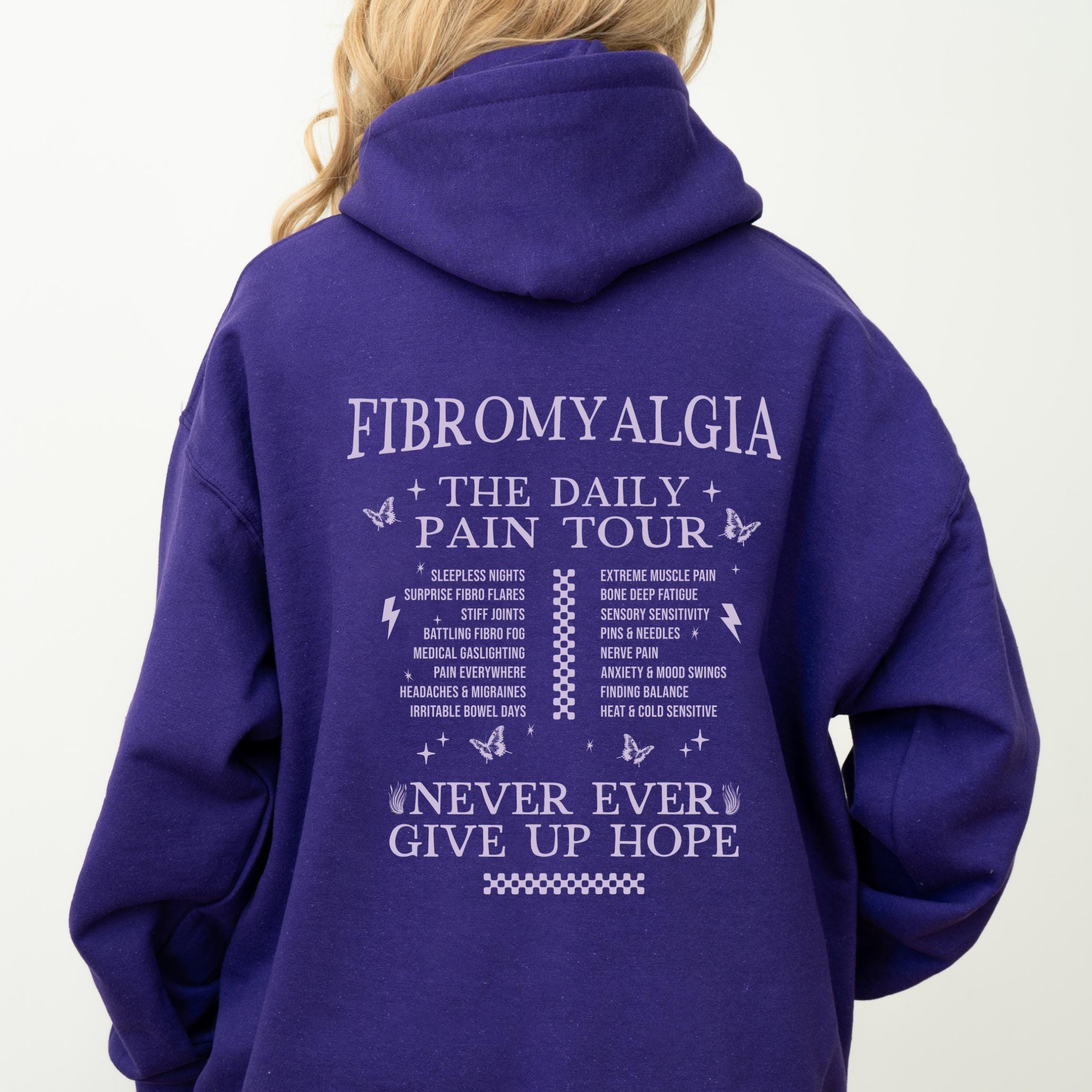 Fibromyalgia Daily Pain Tour Hoodie Everything Hurts Fibro Warrior Hooded Sweatshirt Chronic Pain Survivor Fibromyalgia Gift Chronic Illness