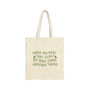 My Body Chose Violence Canvas Tote Bag Doing My Best Flare Day Totebag Spoonie Canvas Bag Chronic Illness Preppy Tote Bag Chronic Pain EDS image 3