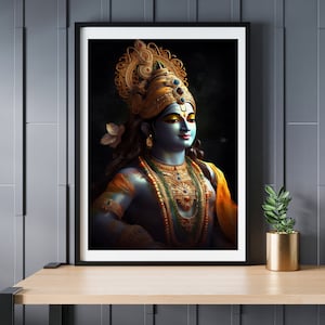 Beautiful art of Lord Krishna, AI art, Digital download, Printable  art